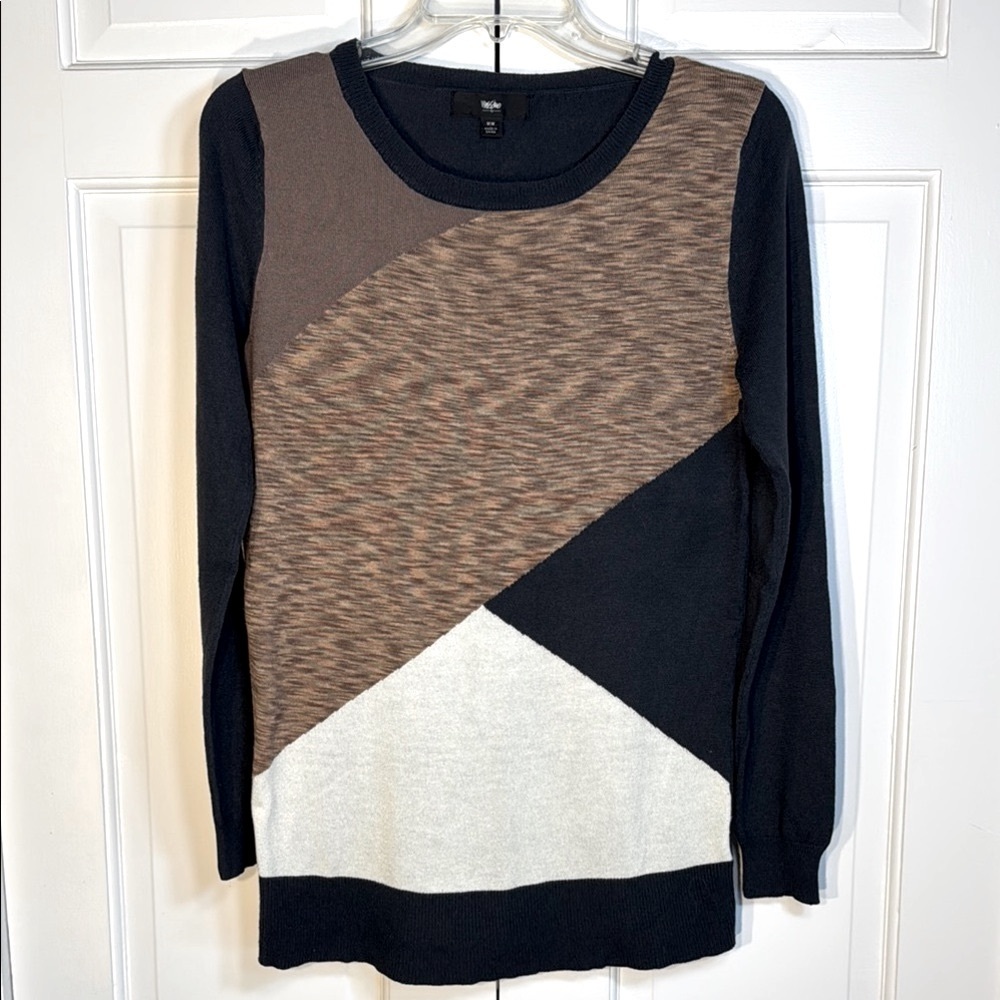 Mossimo Supply Co. Navy and Browns Lightweight Knit Sweater Size M